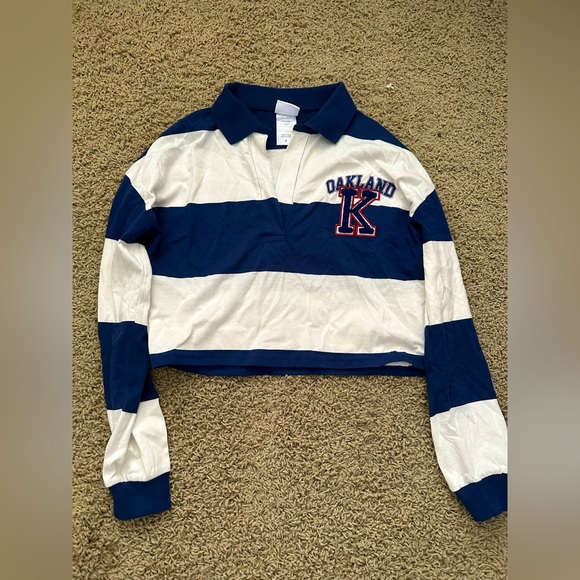 Blue and white stripe collar button down - Picture 1 of 1